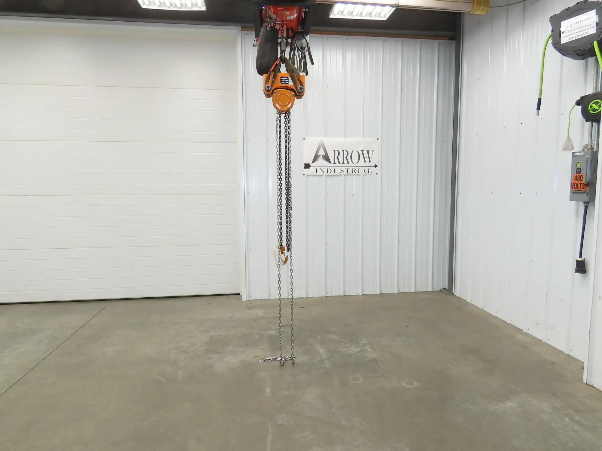 Vestil LOW-2P 1 Ton 2000Lb Chain Fall Hoist 9.8' Lift Push Trolley Low Headroom