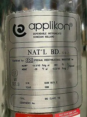 USED APPLIKON STAINLESS STEEL 100 LITER REACTOR 45PSI @ 302°F