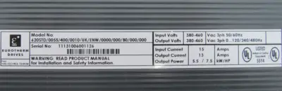 NEW EUROTHERM DRIVES 620STD/0055/400/0010/UK/ENW/0000/000/B0/000/000 DRIVE 7.5HP