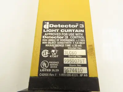 Data Instruments Detector 3 3LC60 Safety Light Curtain Transmitter 61"