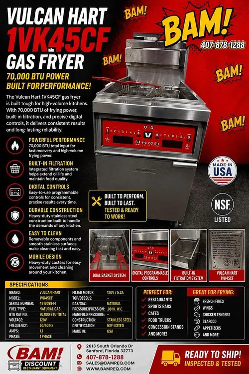 Used VULCAN HART 1VK45CF Cookers / Coolers / Fryers Florida US | BAM Discount Restaurant Equipment #1110528