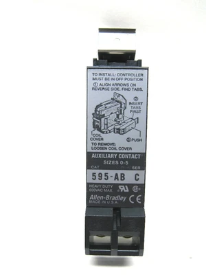 Allen Bradley 595-AB Auxiliary Contact 1 NO 1 NC Size 0-5 600 Vac New