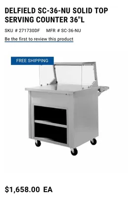 Silver King SKF 22.5 Drop In Dipping Cab W/Delfield SC-36” SS Ref Serving Cart