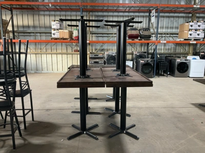 Used LOT OF (5) BARTOP TABLES WITH WOODED TOPS AND METAL LEGS Preparation Tables Michigan US | Miedema Asset Management Group #1761567