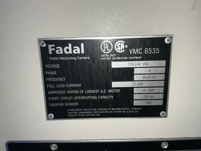 Used 2001 FADAL VMC6535 Vertical Machining Centers Ohio US | HGR 24 #1506979