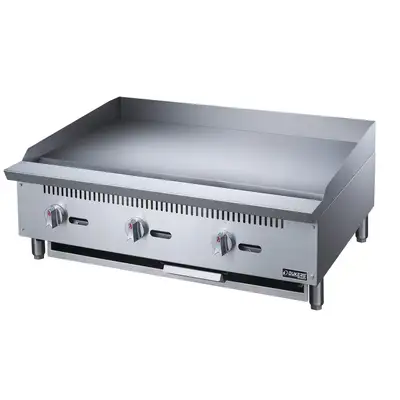New | in-Stock Dukers New Dukers DCGM36 36 in. W Flat Top Griddle with 3 Burners Commercial Flat Top Griddles Illinois US | Falcon Restaurant Supply #1376249