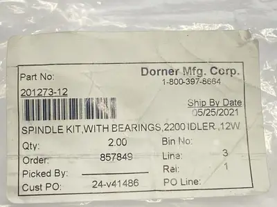 New | in-Stock Dorner Spindle Kit With Bearings 2200 Idler 12W Conveyor Parts Michigan US | Maverick Industrial Sales #1397690