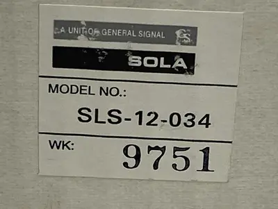 New | in-Stock SOLA SLS-12-034 Miscellaneous Equipment (Electrical & Power) | Surplus Asset Holdings #1190636