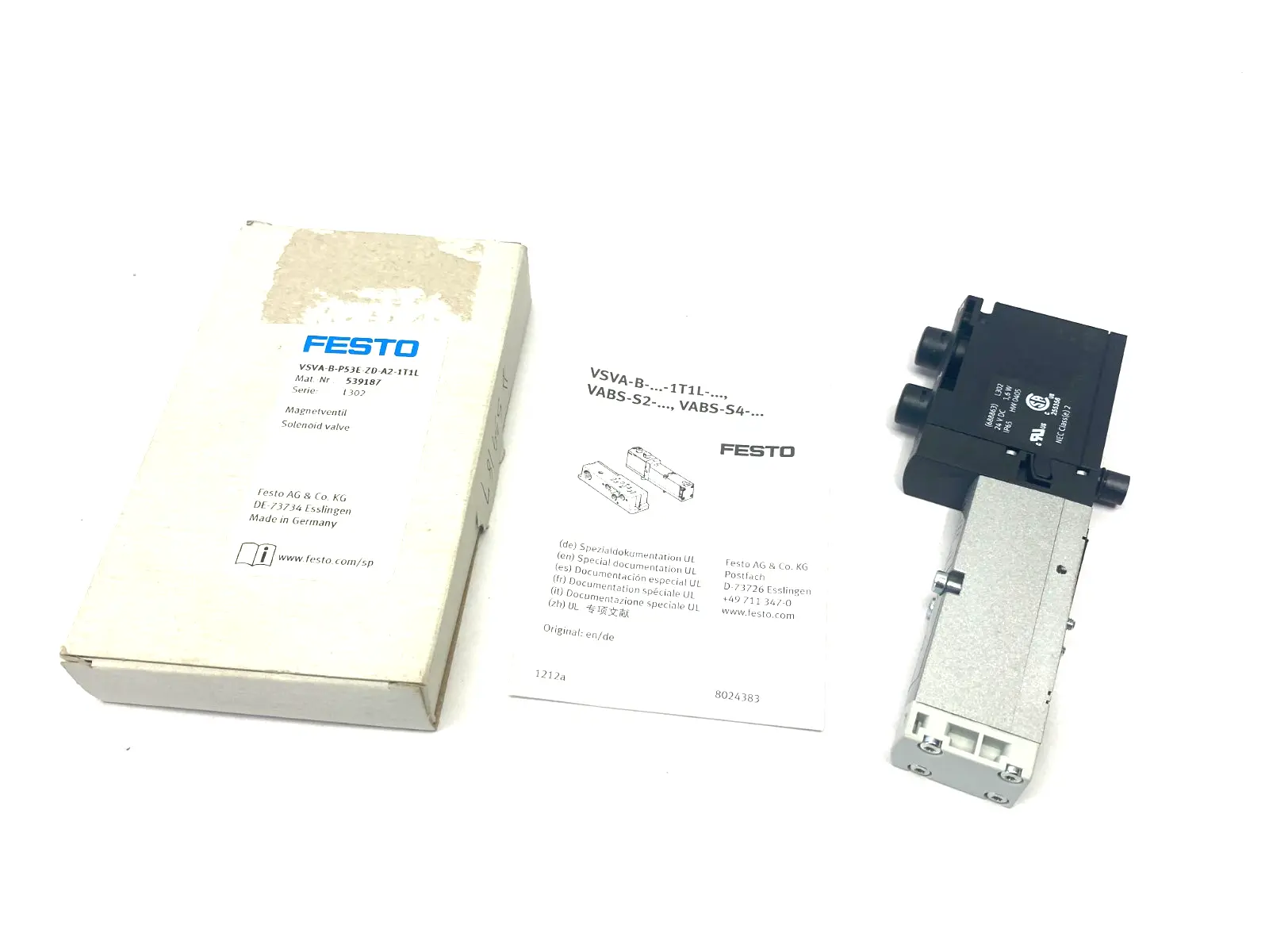 USED FESTO SOLENOID VALVE, 5/3, EXHAUSTED