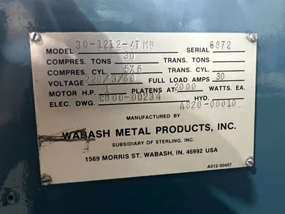 USED 1982 WABASH WABASH 30-1212-4TMB PRESS