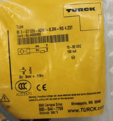 NEW TURCK BI 3-GT12H-AD4X-0.3M-RS 4.23T