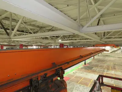 Cleveland Tramrail P&H 3 Ton Single Girder Underhung Bridge Crane 45' 10" Span