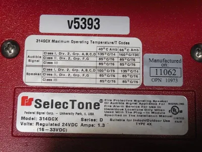 Signal Division 314GCX-024R Selectone Audible Signaling Device Red New NIB
