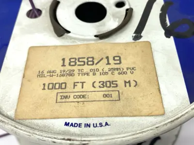 USED ALPHA WIRE TYPE B WIRE 16AWG 600V SPOOL OF 640'