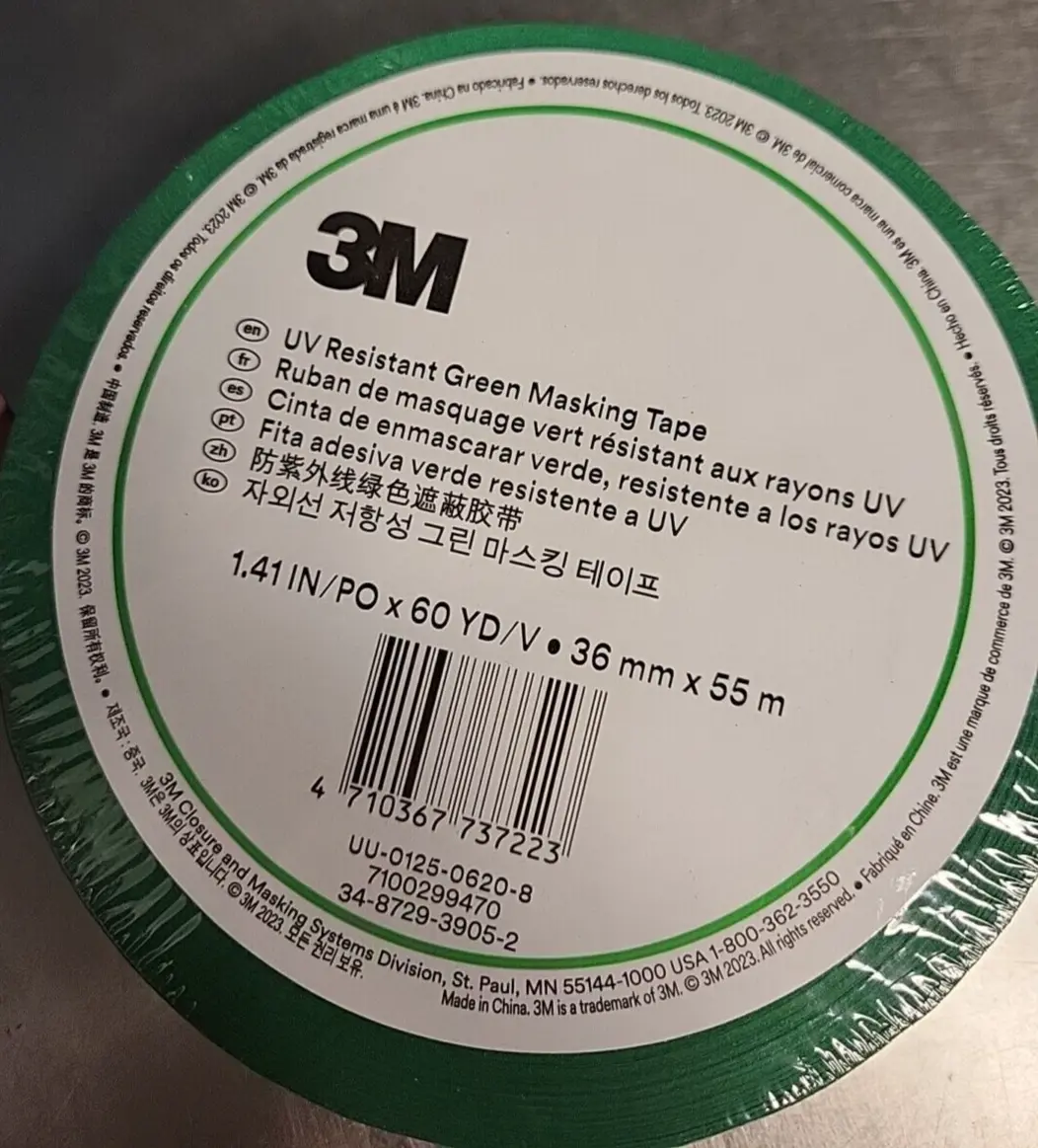3M UV UU 0125-0620-8 Resistant Green Masking Tape 36mmx55m (BIN 3.4.4)
