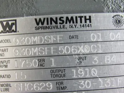 Winsmith 930MDSFE506X0C1 Gear Box Speed Reducer 15:1 Ratio