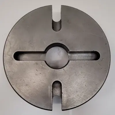 D1-6 LATHE CHUCK ADAPTER BACK PLATE, 10" DIAMETER, 2-1/4" THRU HOLE, 2 PINS