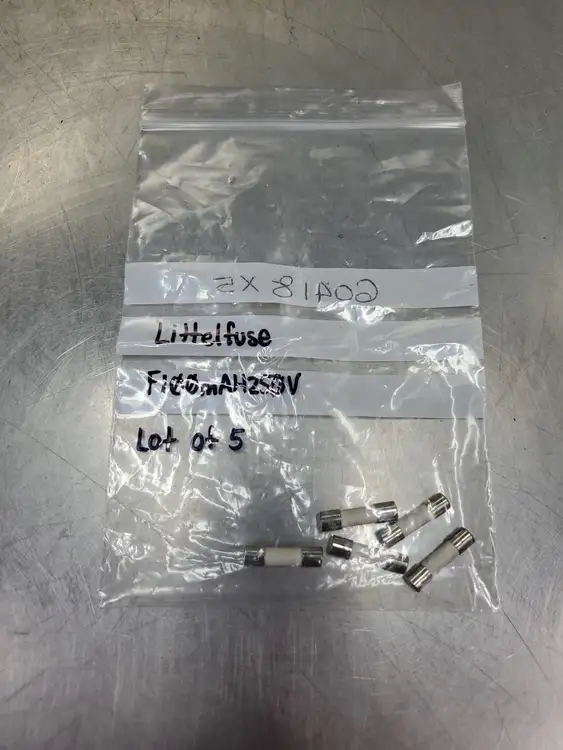 Used Littelfuse F100mAH250V CERAMIC FUSES, 250V, 100mA, Lot of 5 Fuses | Palmetto Automation #1156065