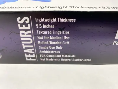 NEW GLOBAL GLOVE & SAFETY NITRILE POWDER-FREE DISPOSABLE GLOVES PKG OF 100