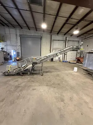 FOOD PROCESS AUTOMATION 50IN WIDE BELT INCLINE CONVEYOR WITH LOMA METAL DETECTOR