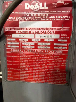 DOALL 1612-1 Vertical Band Saws | Global Machine Brokers, LLC (4)