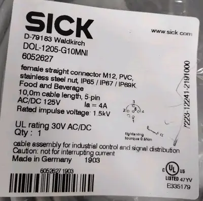 SICK DOL-1205-G10MNI 6052627 Cable Sensor Loc5E28