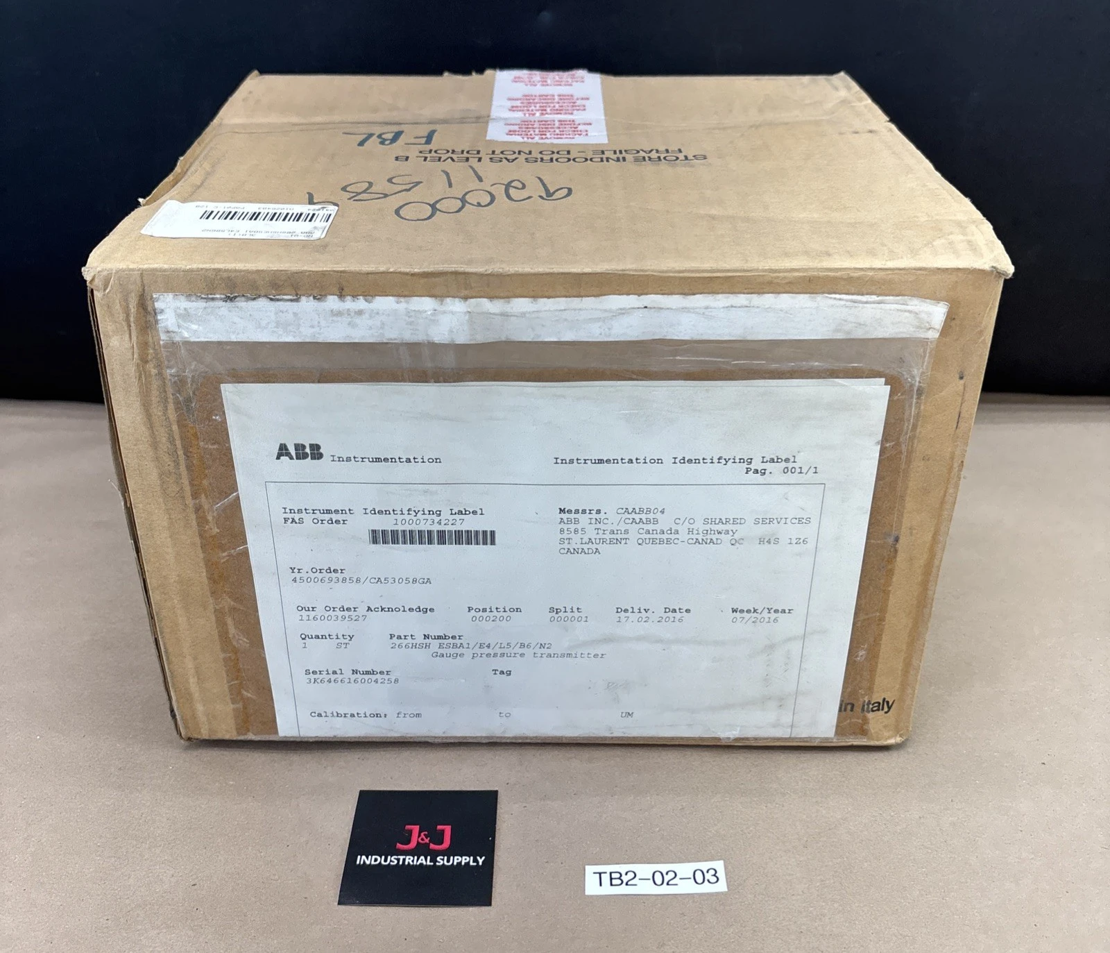 New | in-Stock ABB 266HSH-ESBA1/E4/L5/B6/N2 Sensors Indiana US | J&J Industrial Supply #1394355