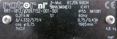 NEW ROTOR 5RN63M04E13 MOTOR 7/16" DIA.