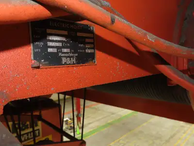 Cleveland Tramrail P&H 6 Ton Double Girder Underhung Bridge Crane 45' 10" Span
