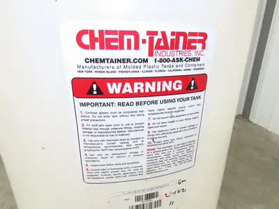 Chem Tainer TC1829CA-MCM Poly Plastic Chemical Tank 30 Gallon Lid Metal Stand