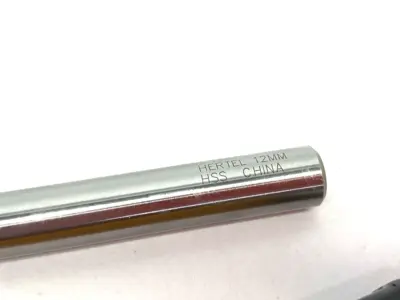 USED HERTEL STRAIGHT SHANK CHUCKING REAMER 12MM DIAM 6-FLUTE, 8" OAL