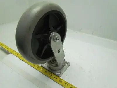 Albion 8" gray swivel caster plate mount rubber wheel tire 11-1/2" tall
