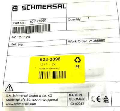 NEW SCHMERSAL AZ 17-11ZK SAFETY INTERLOCK SWITCH 101121960 AZ1711ZK