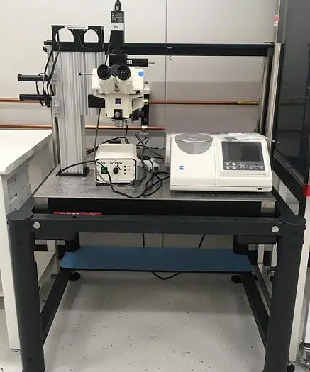 CARL ZEISS MICROSCOPE AXIOTECH VARIO 100HD WITH KONICA MINOLTA SPECTROPHOTOMETER