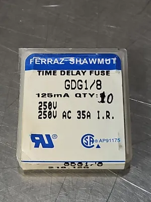 Ferraz Shawmut GDG1/8 Mini Fuse 125mA 250Vac box w/10 loc4E17