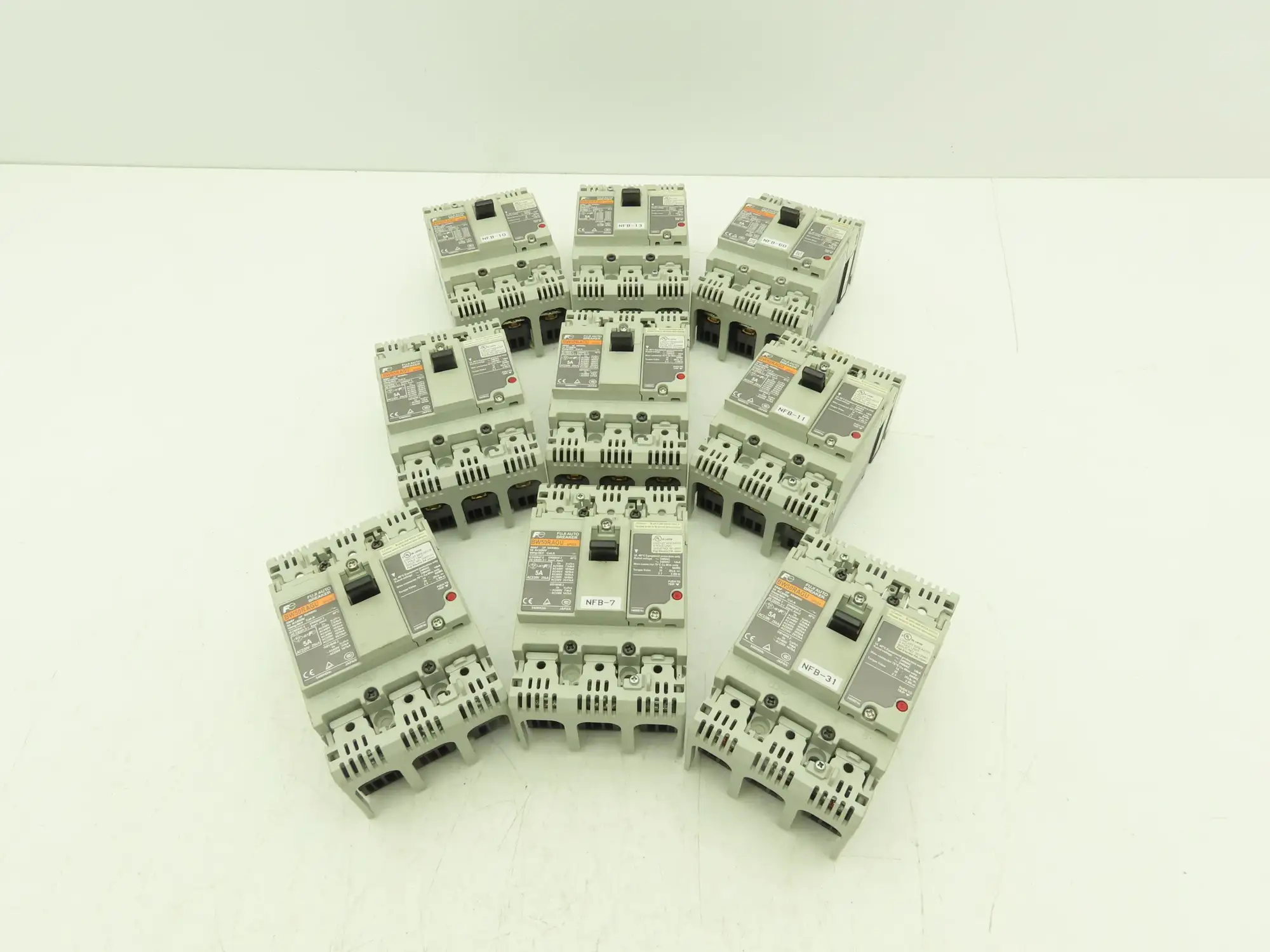Fuji Electric BW50RAGU-3P005 3-Pole Auto Circuit Breaker 5A 500V 3Ph Lot of 9