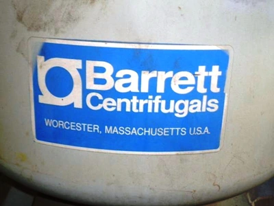 Barrett 225-F Clarifuge centrifuge, SS.