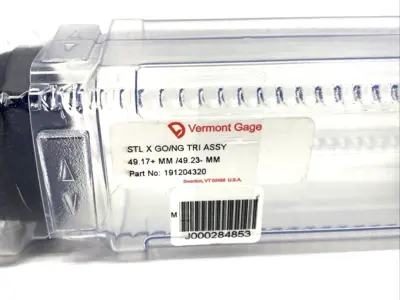 Vermont Gage 191204320 STL X GO/NO-GO Trilock Assembly 49.17+mm/49.23-mm
