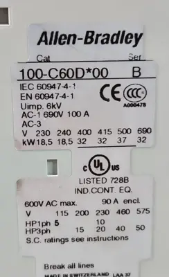 Allen-Bradley 100S-C60DJ14BC Safety Contactor loc4D6