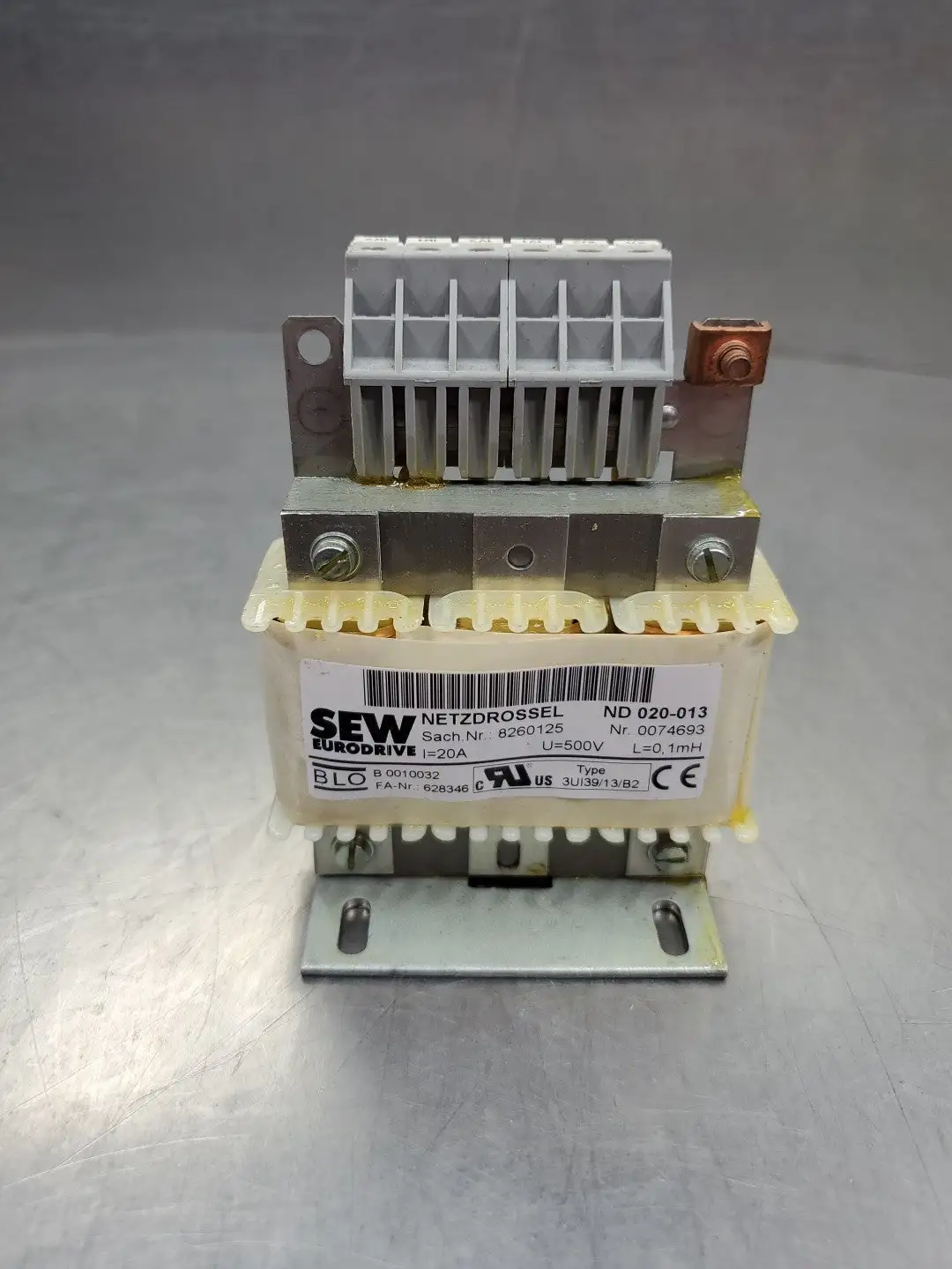 SEW EURODRIVE ND 020-013 Line Reactor, 8260125, 500V, 20A. 4A-43.1