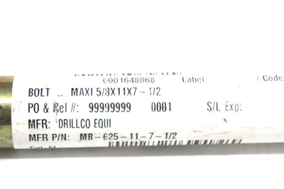 NEW DRILLCO EQUIPMENT MB-625-11-7-1/2 MAXI BOLT 5/8X11X7-1/2 MB62511712