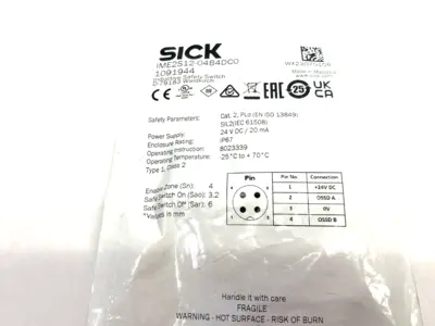 New | in-Stock SICK Inductive Safety Switch Sensor, 4mm Range, Flush, 1091944 Proximity Sensors Michigan US | Maverick Industrial Sales #1402505