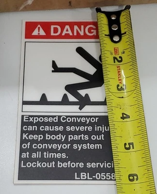 *NEW* LARGE LOT OF 350+/- DANGER LBL-0558A Exposed Conveyor Stickers + Warranty!