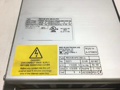 REO Electronik REOVIB MFS268 Frequency Converter Drive 110/240VAC 1.6/0.8A 50/60Hz