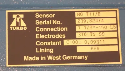 NEW TURBO MG-711/E FLOW METER 316 TI SS, 1 1/2''-150LB, MG711E