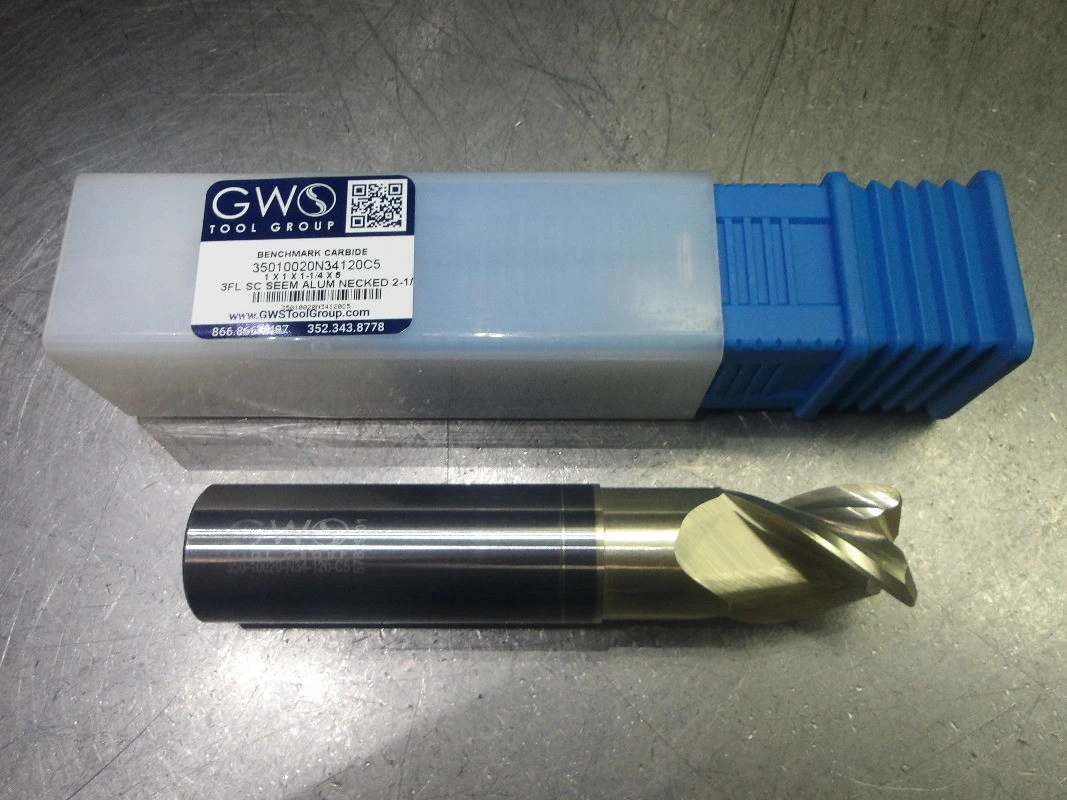 GWS 1" 3 Flute Carbide CR Endmill 1" Shank .12" R 35010020N34120C5 (LOC2589)