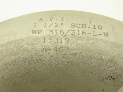 AFI 316L SCH 10 Stainless Steel 90° Elbow 1-1/2" Butt Weld  Lot of 5