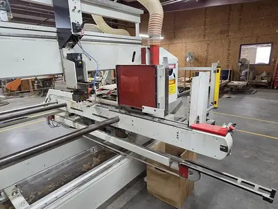 KOCH SBD-B DOUBLE-END FEED-THROUGH TRIM, BORE, GLUE, & DOWEL MACHINE