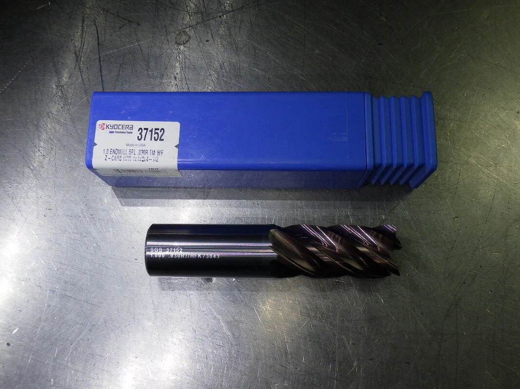 Kyocera 1" 5 Flute Carbide CR Endmill 1" Shank .03" R 37152 (LOC3547)