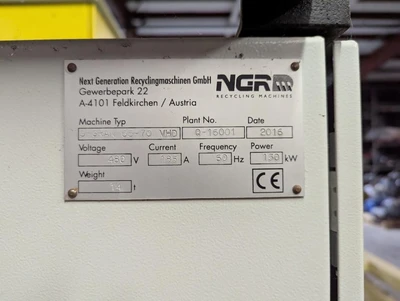 NGR S-GRAN PLASTIC SHREDDER/EXTRUDER SYSTEM – NEW 2016